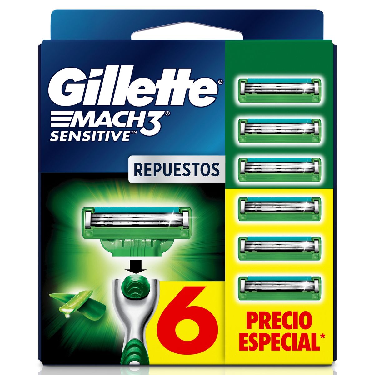 GILLETTE - Repuesto Gillette Mach3 Sensitive 6 un