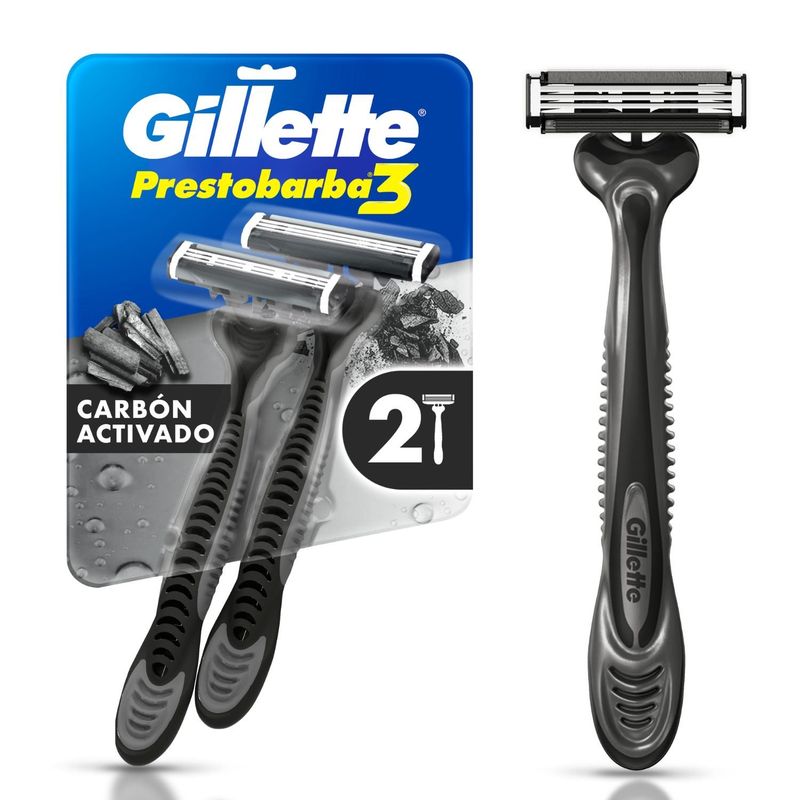 GILLETTE - Prestobarba 3 Gillette Carbón 2 un