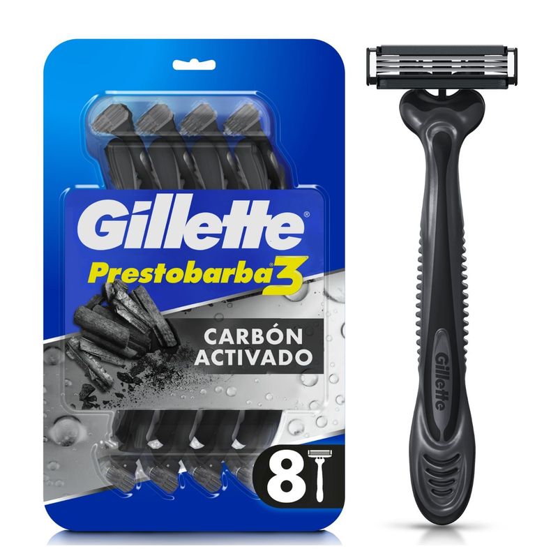 GILLETTE - Prestobarba 3 Gillette Carbón 8 un