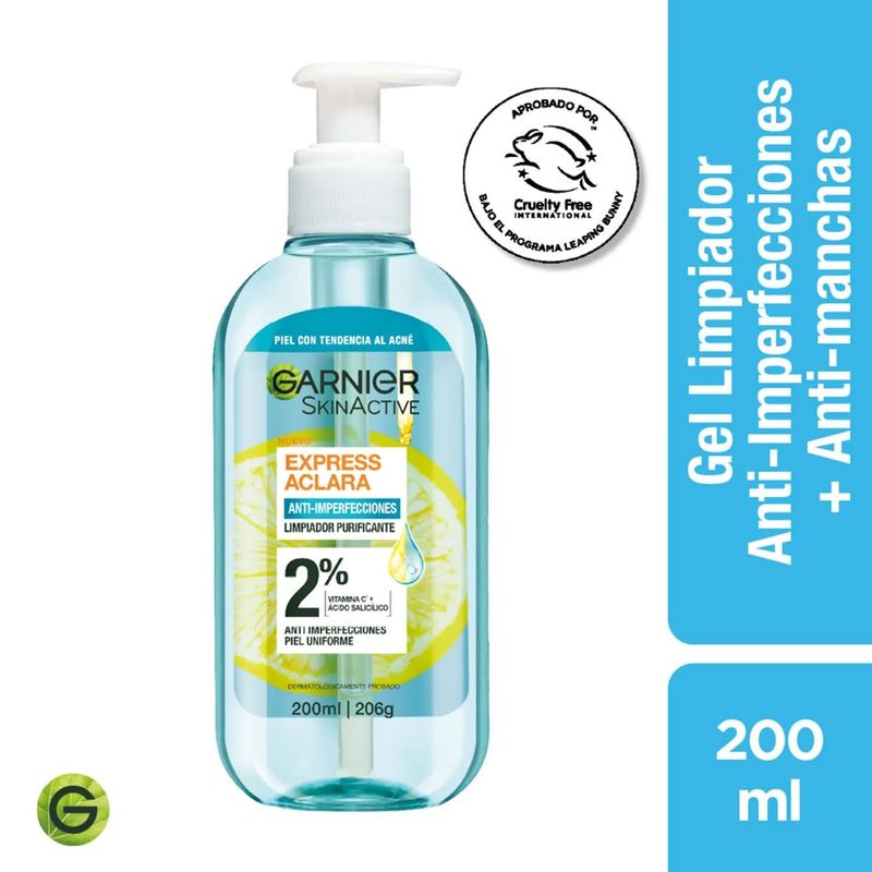 GARNIER - Gel Limpiador Facial Garnier Anti Imperfecciones y Manchas 200 ml