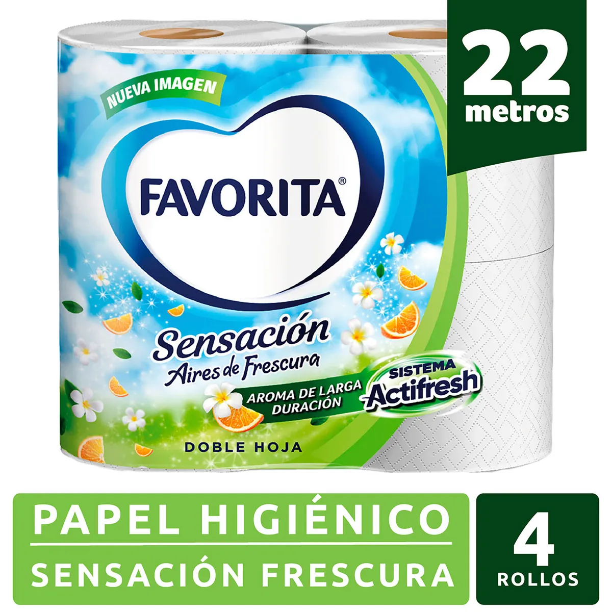 FAVORITA - Papel Higiénico Favorita Sensación 4 x 22 mts