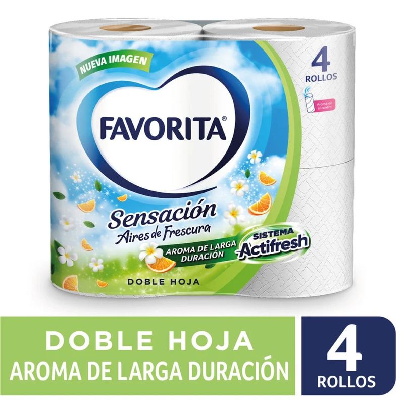 FAVORITA - Papel Higiénico Favorita Sensación 4 x 22 mts