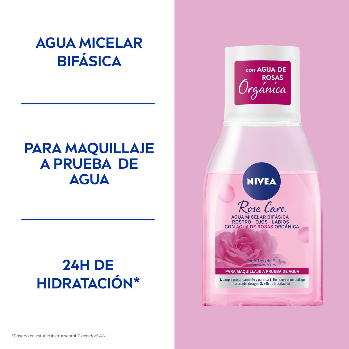 NIVEA - Agua Micelar Nivea Bifásica Rose Care 100 ml