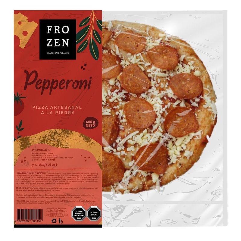 Pizza Artesanal Pepperoni a la Piedra Fro Zen 400 g | Tottus Chile