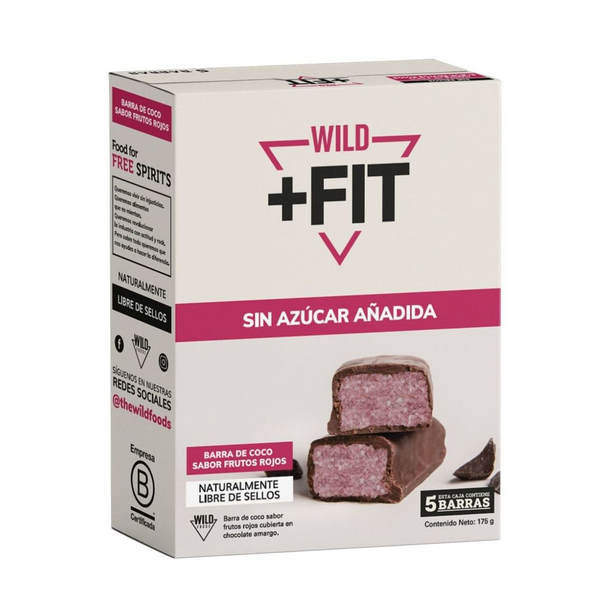WILD FIT - Barras de Coco Sabor Frutos Rojos con Chocolate Wild Fit 5 x 35 g