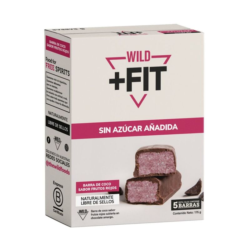 WILD FIT - Barras de Coco Sabor Frutos Rojos con Chocolate Wild Fit 5 x 35 g