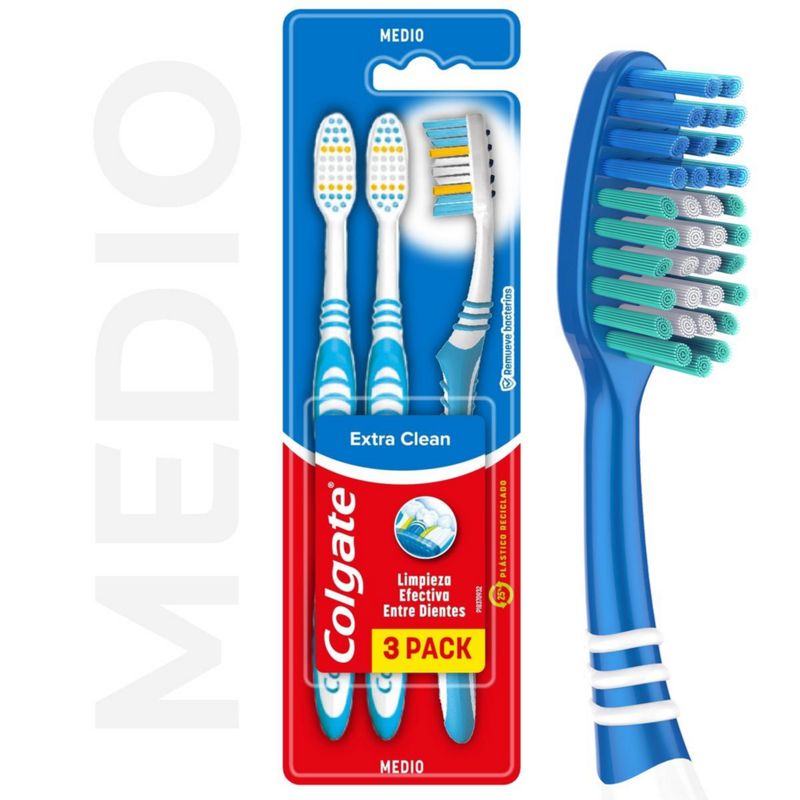 COLGATE - Cepillo de dientes Colgate Extra Clean Medio 3 Un