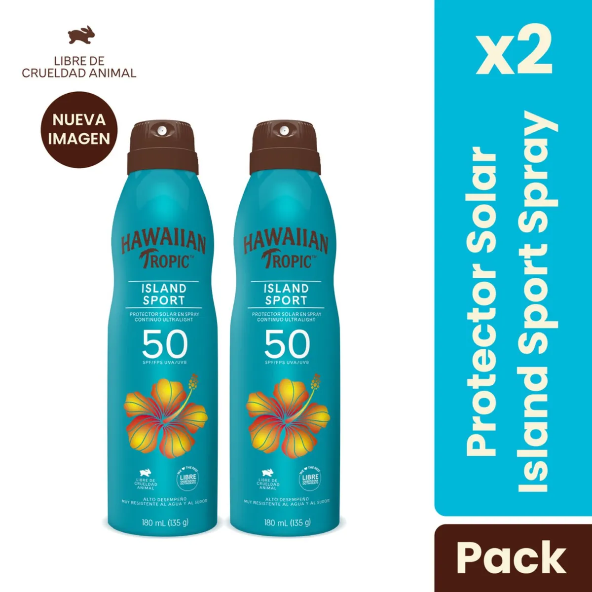 HAWAIIAN TROPIC - Pack Protector Solar Island Sport FPS 50 Spray Hawaiian Tropic 2 x 135 g
