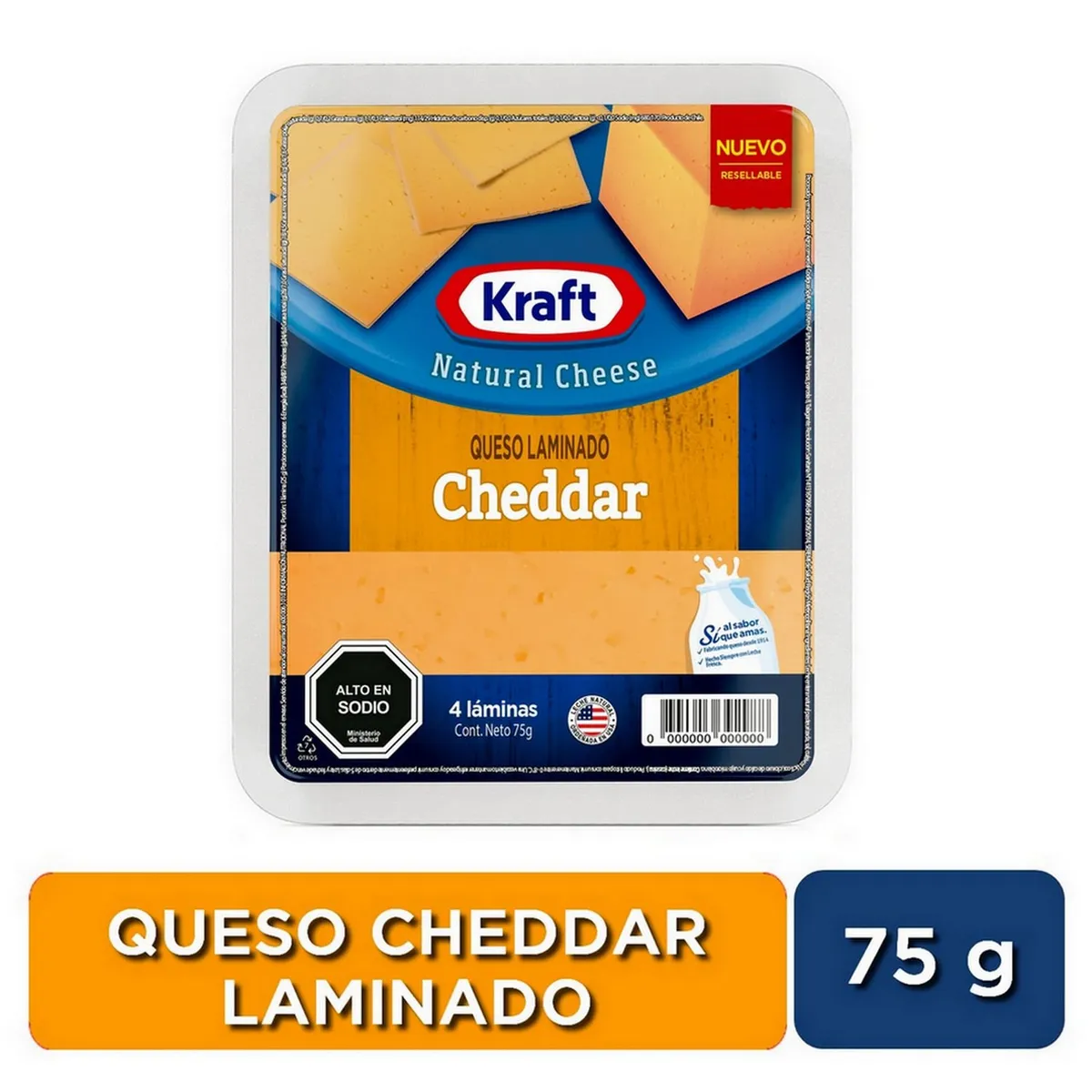 KRAFT - Queso Cheddar Laminado Kraft 75 g