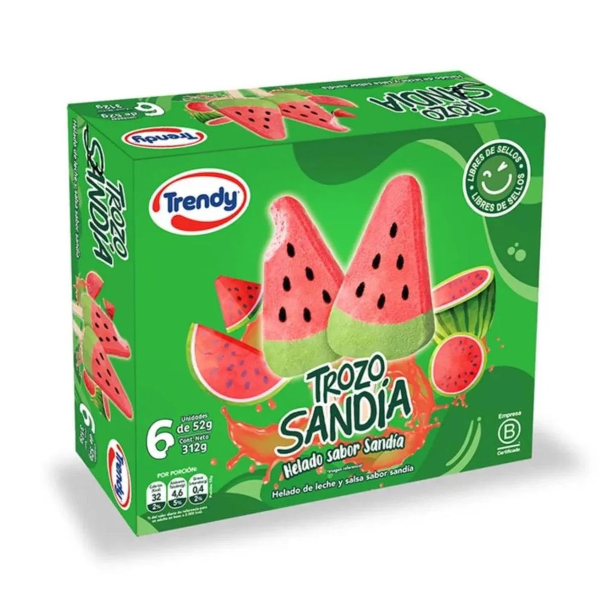 TRENDY - HELADO MULTIPACK SANDIA TRENDY NOG 52 GR