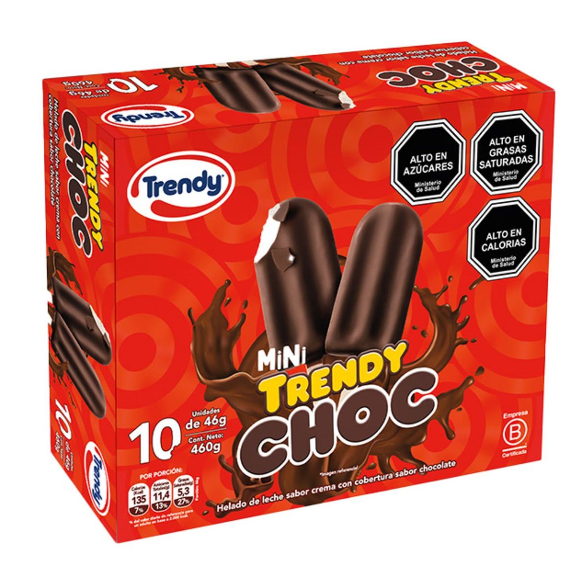 TRENDY - Helado de Leche Multipack Mini Trendy Choc 10 x 46 g