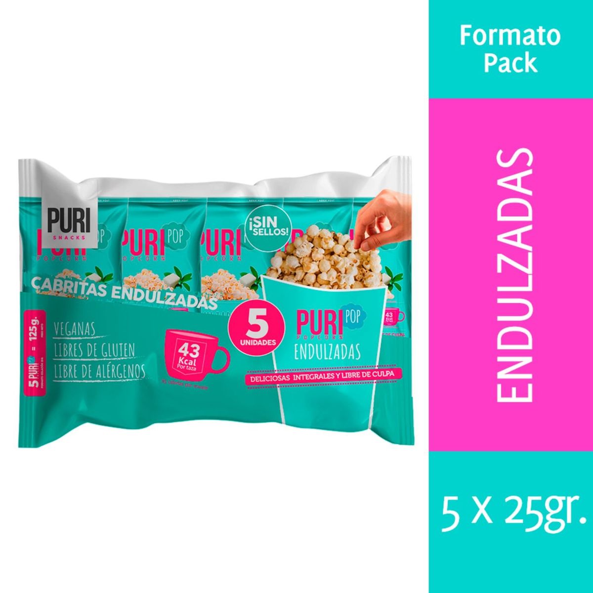 PURIPOP - Pack Cabritas Puripop Endulzadas 5 x 25 g