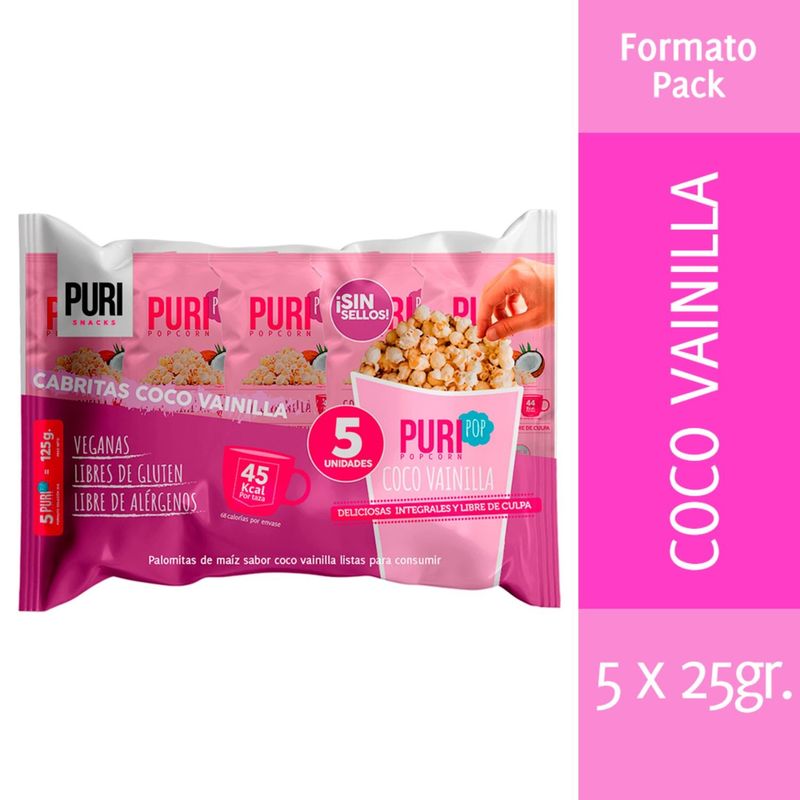 PURIPOP - Pack Cabritas Puripop Coco Vainilla 5 x 25 g