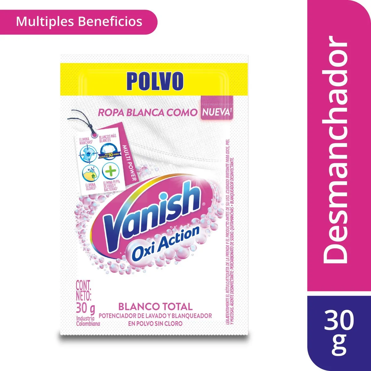 VANISH - Quitamanchas en Polvo Blanco Total Vanish 30 gr