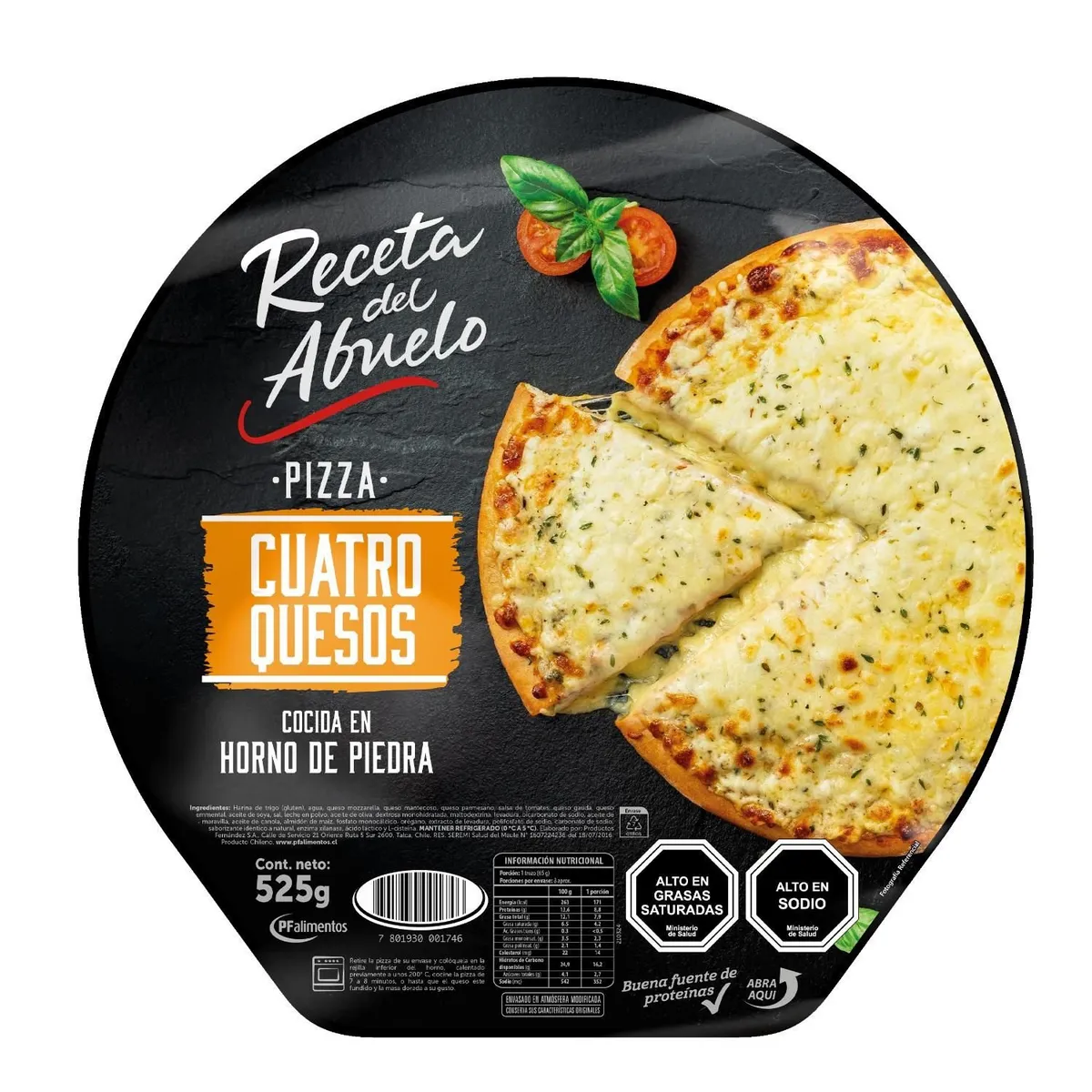 RECETA DEL ABUELO - Pizza Refrigerada Cuatro Quesos Receta del Abuelo 525 g