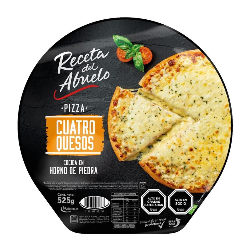 RECETA DEL ABUELO - Pizza Refrigerada Cuatro Quesos Receta del Abuelo 525 g