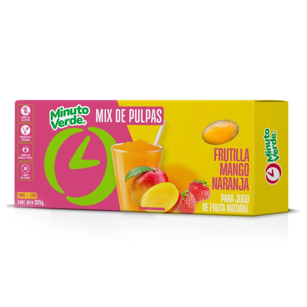 MINUTO VERDE - Pulpa de Frutilla, Mango y Naranja Congelada Minuto Verde 335 g