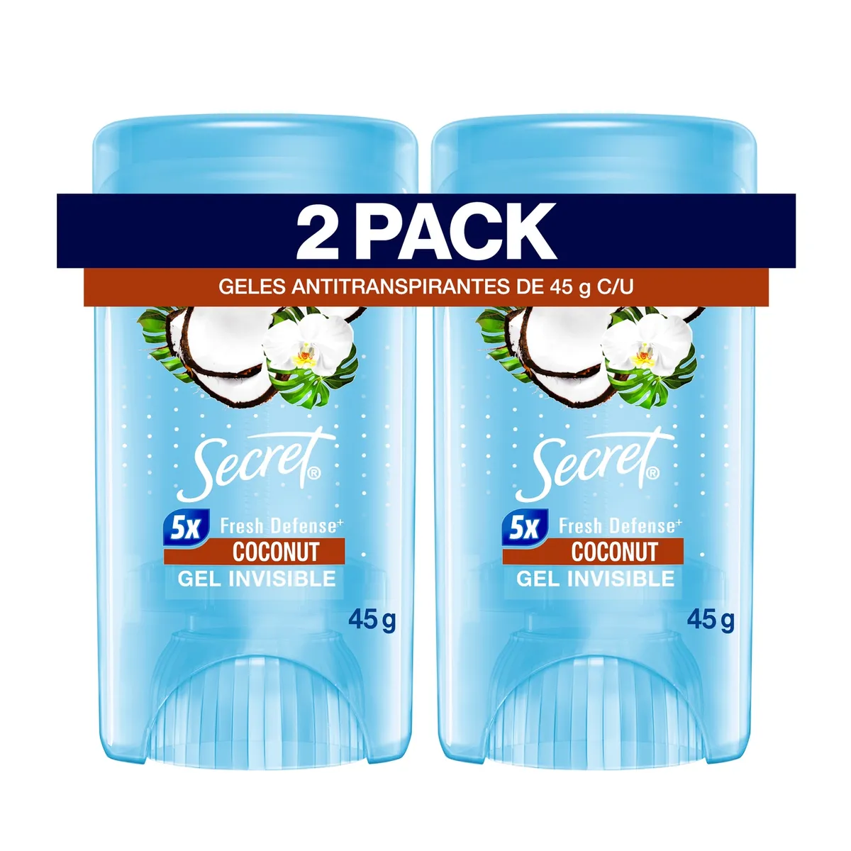 SECRET - Pack Desodorante en Gel Invisible Secret Coconut Mujer 2 x 45 g
