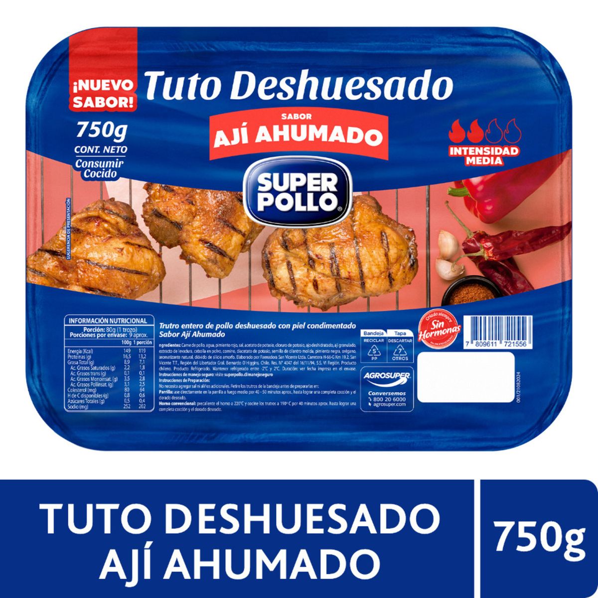 SUPER POLLO - Trutros de Pollo Deshuesado Sabor Ají Ahumado Super Pollo 750 g