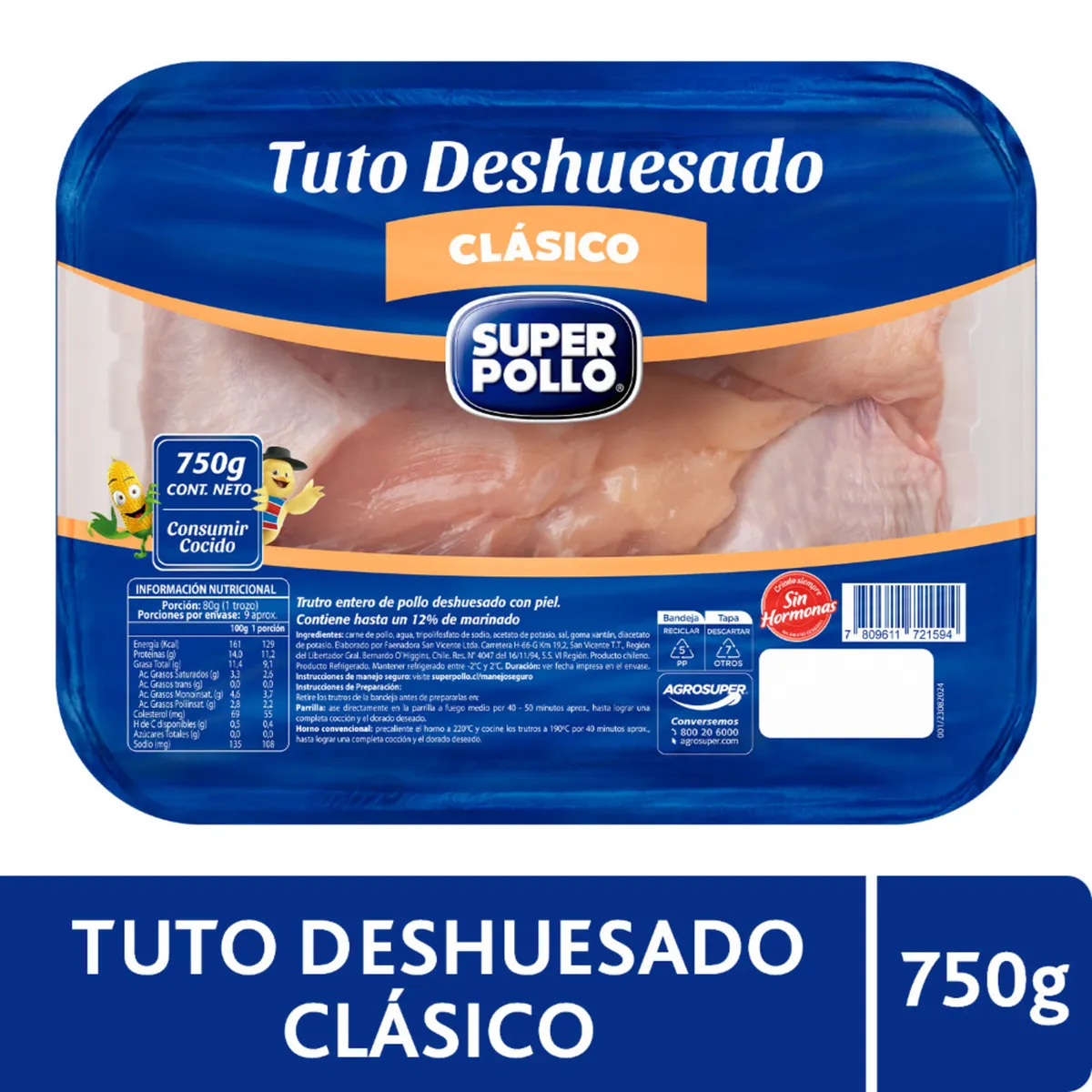 SUPER POLLO - Trutros de Pollo Deshuesado Clásico Super Pollo 750 g
