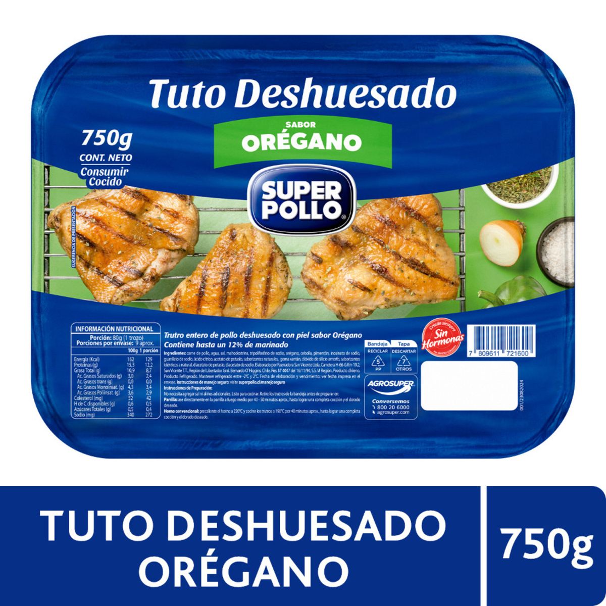 SUPER POLLO - Trutros de Pollo Deshuesado Sabor Orégano Super Pollo 750 g