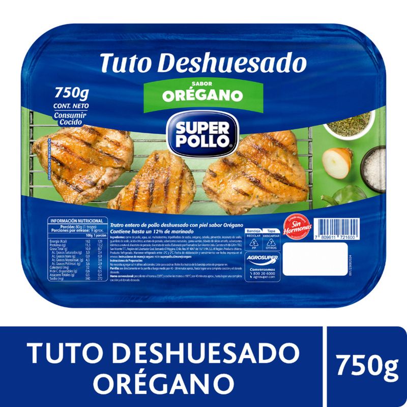 SUPER POLLO - Trutros de Pollo Deshuesado Sabor Orégano Super Pollo 750 g