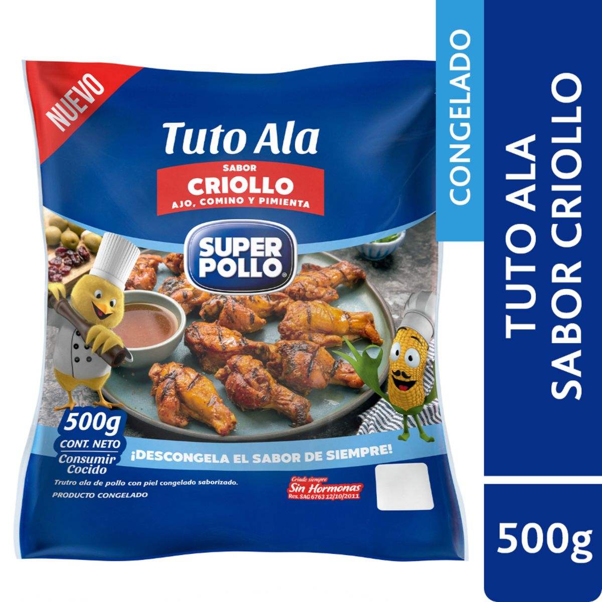 SUPER POLLO - Trutros Ala de Pollo Sabor Criollo Congelados Super Pollo 500 g