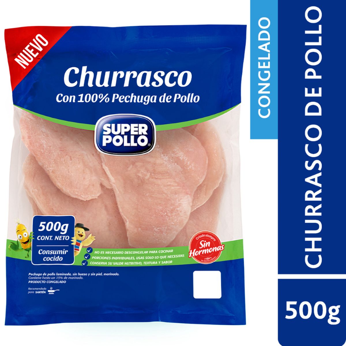 SUPER POLLO - Churrascos de Pechuga de Pollo Congelado Super Pollo 500 g