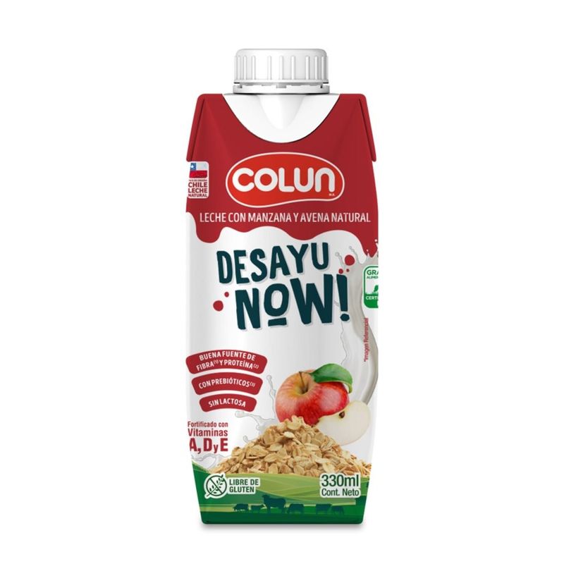 COLUN - Tripack Leche Desayunow Manzana y Avena Colun 3 x 330 ML