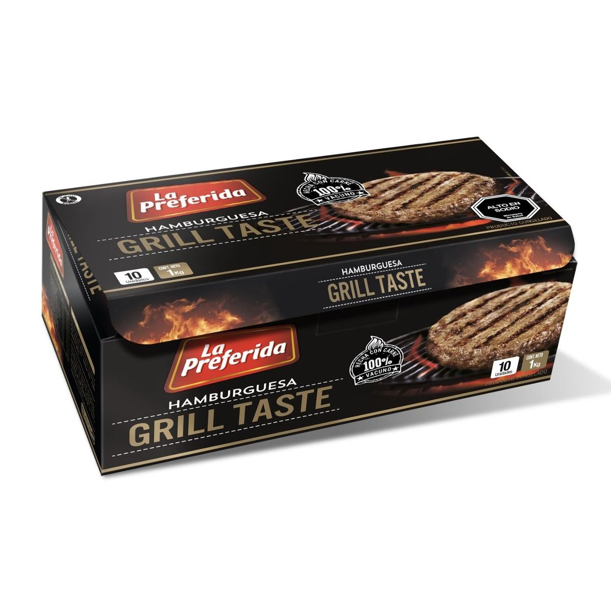 LA PREFERIDA - Pack Hamburguesa de Vacuno Grill Taste Congelada La Preferida 10 x 100 g
