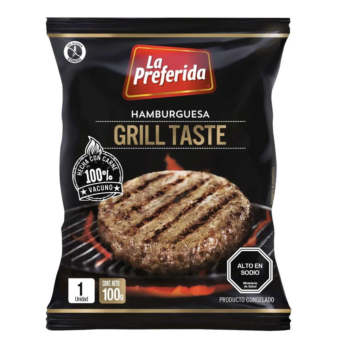 LA PREFERIDA - Hamburguesa de Vacuno Grill Taste Congelada La Preferida 100 g