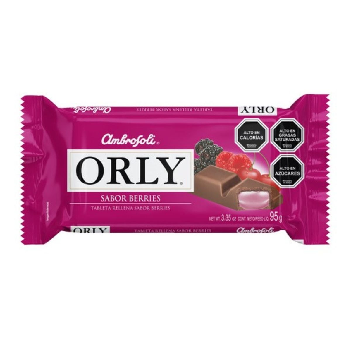AMBROSOLI - Chocolate en Barra Orly Sabor Berries Ambrosoli 95 g