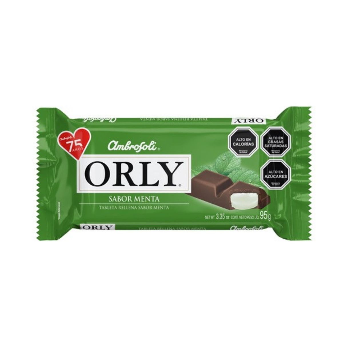 AMBROSOLI - Chocolate en Barra Orly Sabor Menta Ambrosoli 95 g