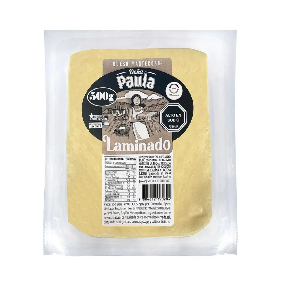  - Queso Mantecoso Laminado Doña Paula 500 g