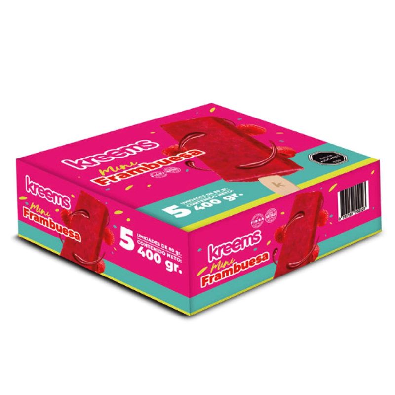 KREEMS - HELADO PALETA FRUTA FRAMBUESA 5 X 80G