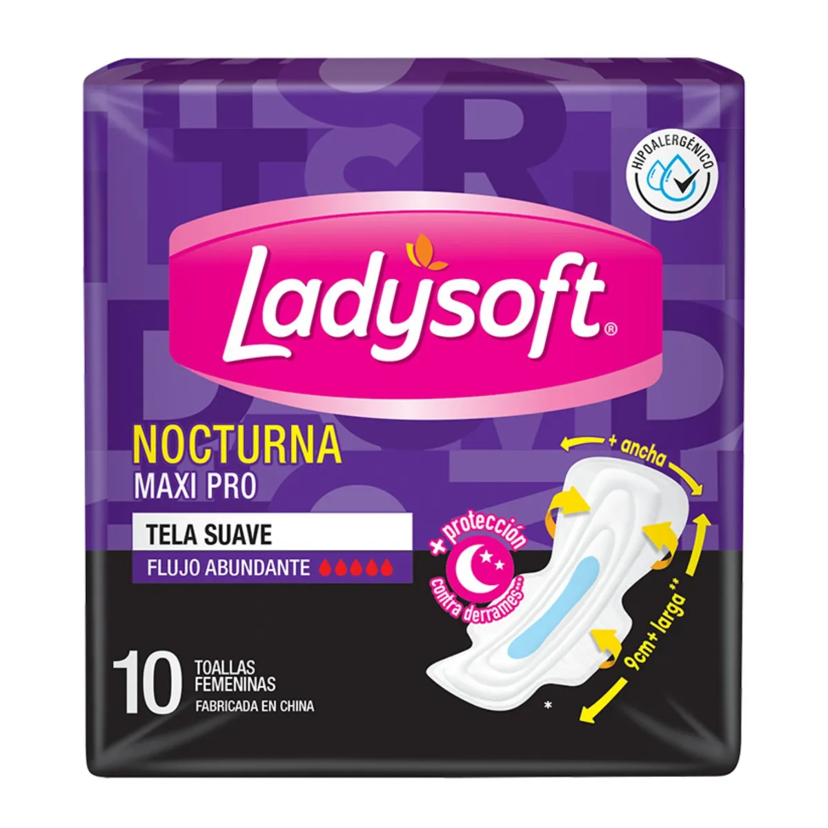 LADYSOFT - Toallas Higiénicas Ladysoft Nocturna Maxi Pro 10 Un