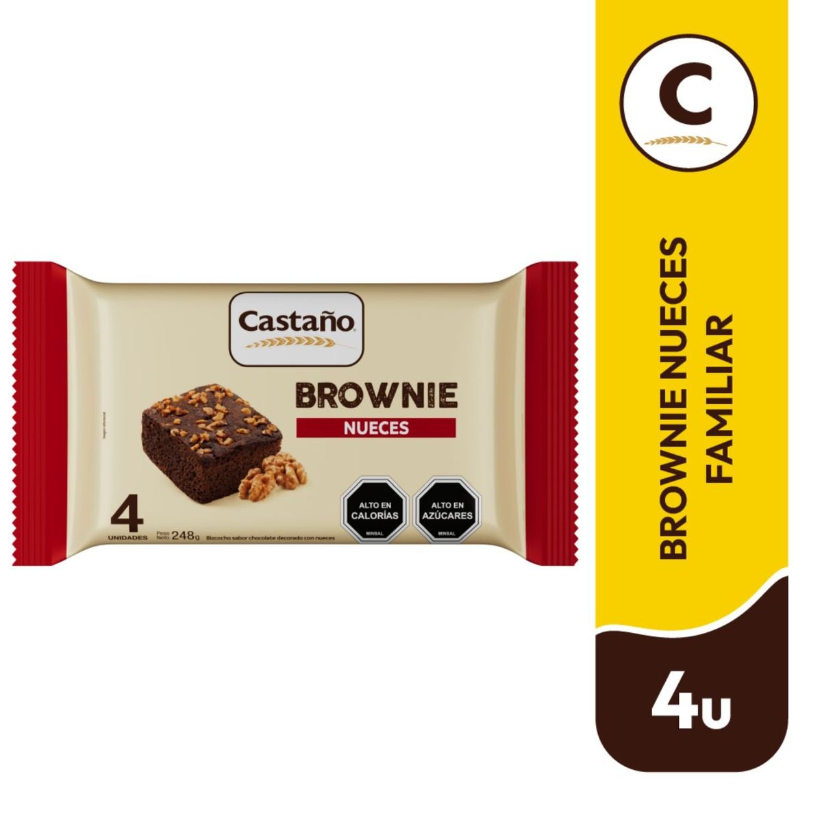 CASTAÑO - Pack Brownie con Nueces Castaño 4 Un x 62 g