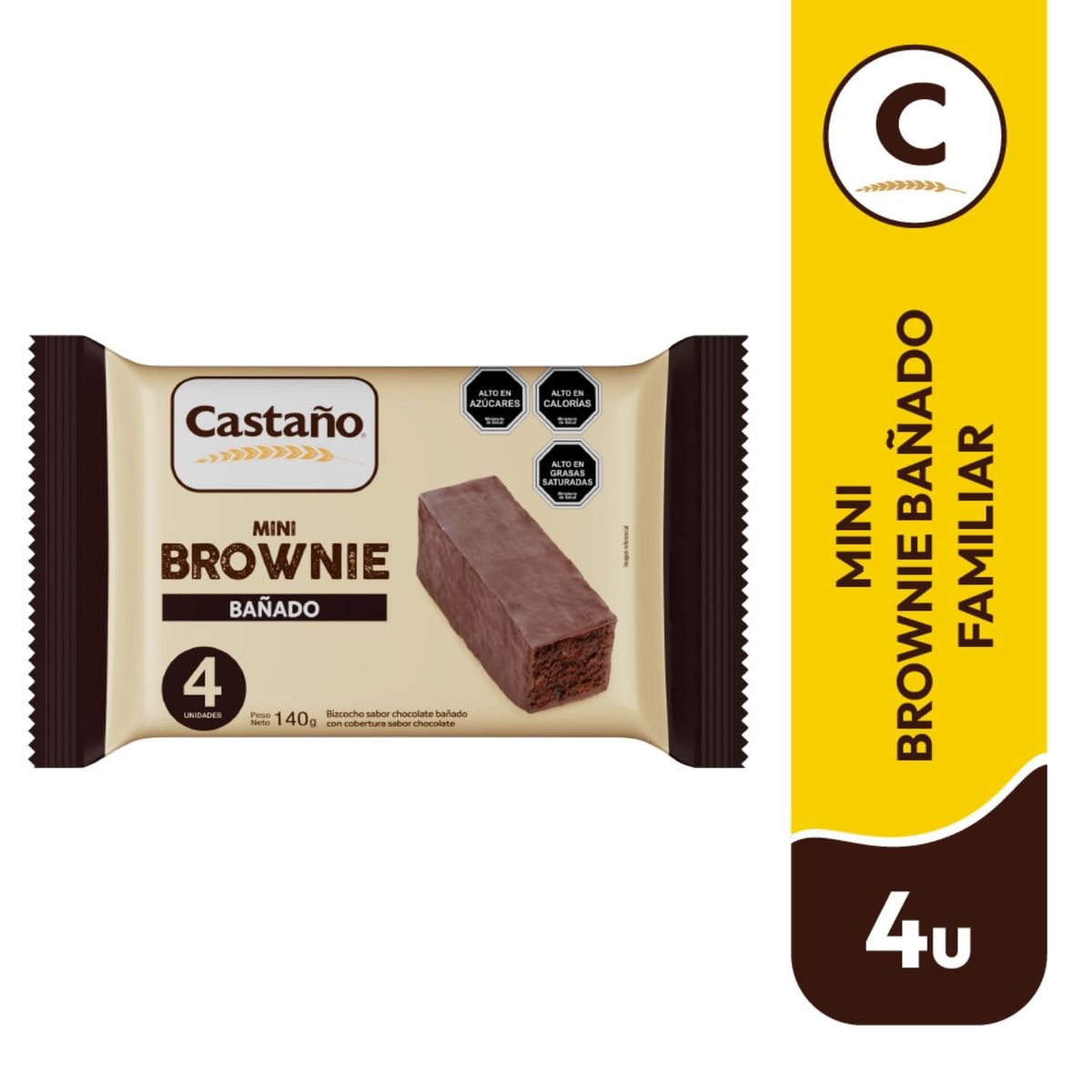 CASTAÑO - Pack Mini Brownie Bañado Castaño 4 Un x 35 g