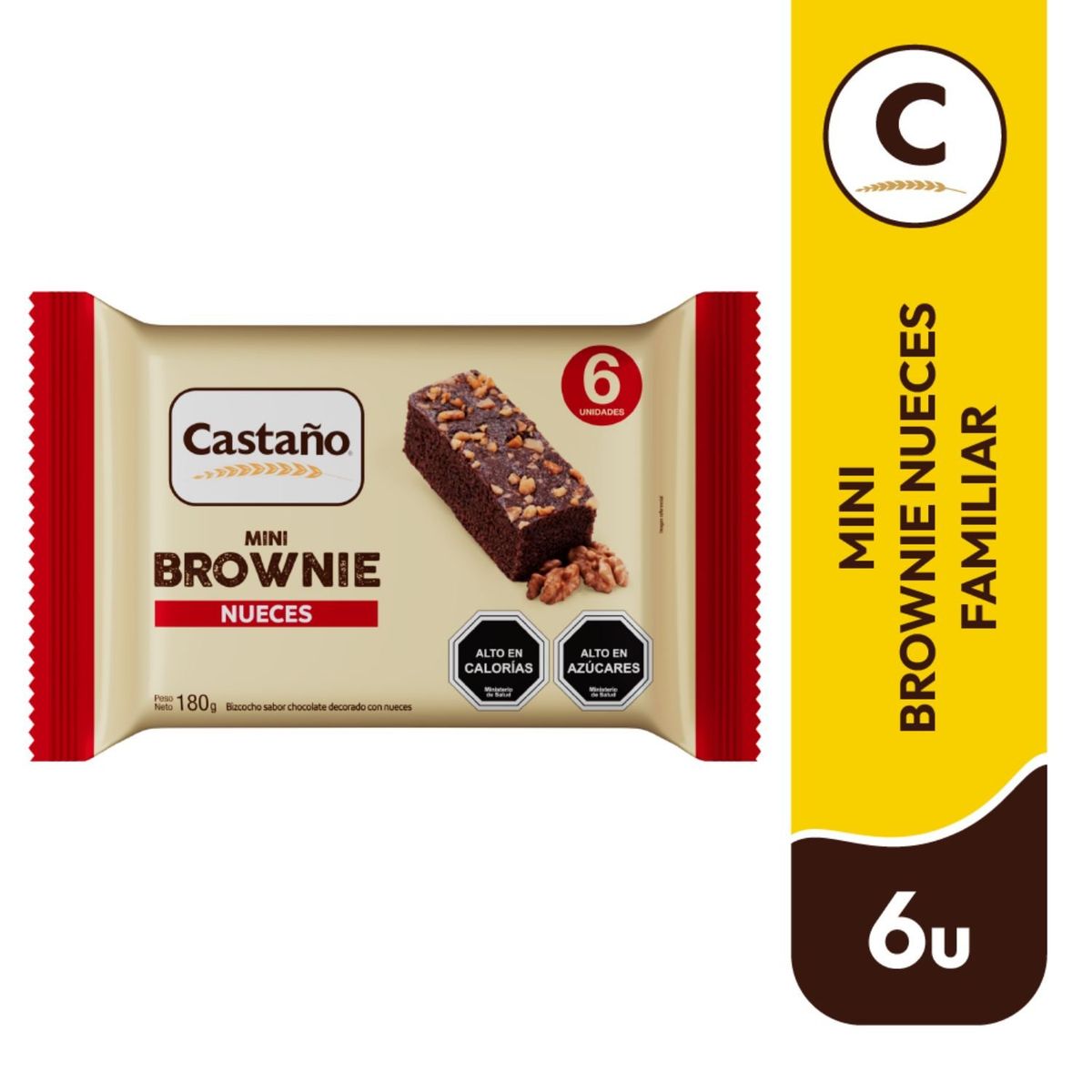 CASTAÑO - Pack Mini Brownie con Nueces Castaño 6 Un x 30 g