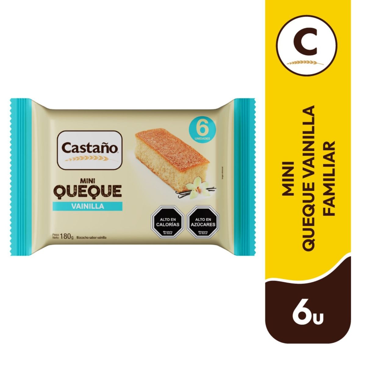 CASTAÑO - Pack Mini Queque Vainilla Castaño 6 Un x 30 g