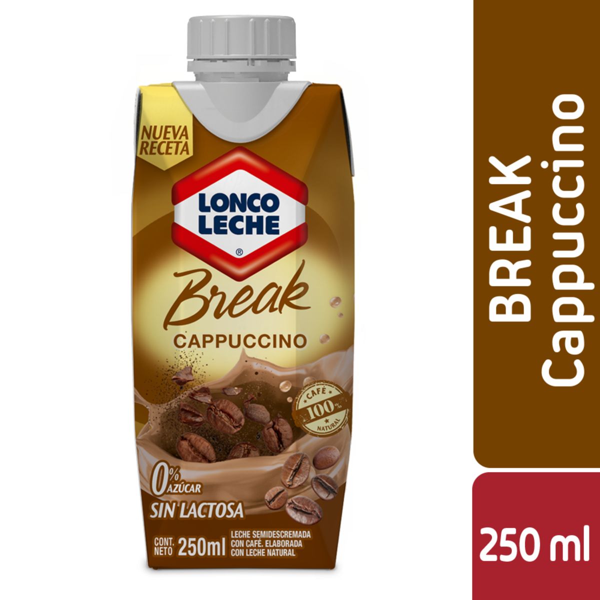 LONCOLECHE - Leche Semidescremada con Café Break Sabor Capuccino Loncoleche 250 ml