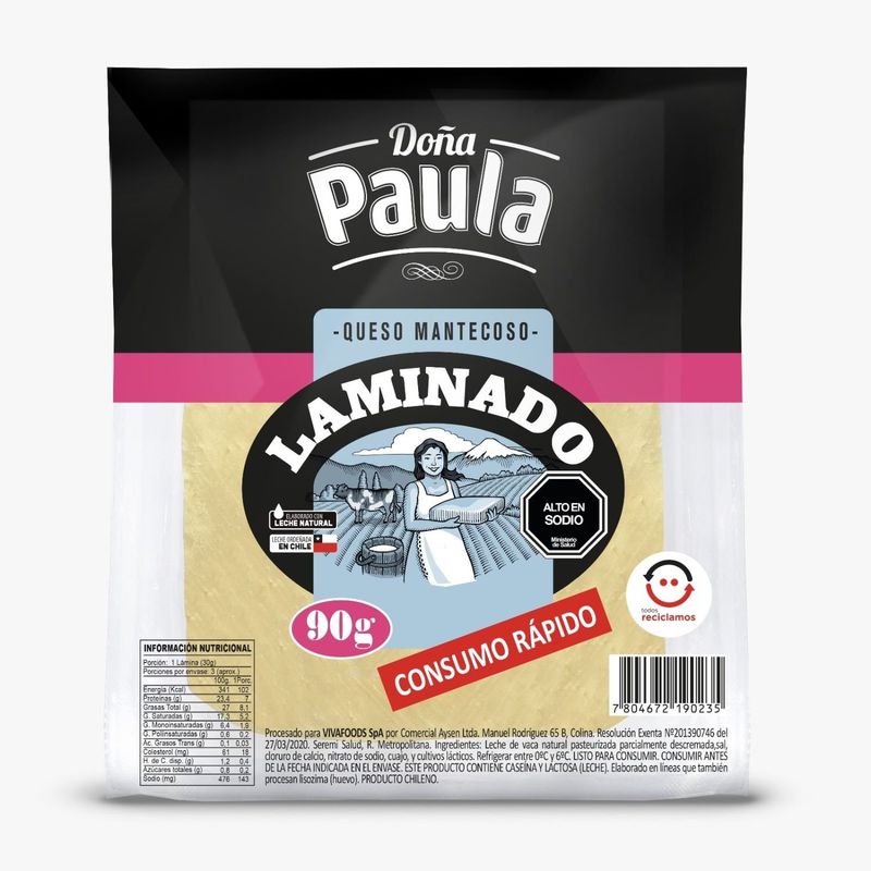 DOÑA PAULA - Queso Mantecoso Laminado Doña Paula 90 g