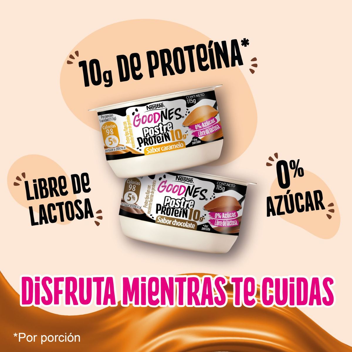 NESTLE - Postre Goodnes Protein Sabor Caramelo 115 g