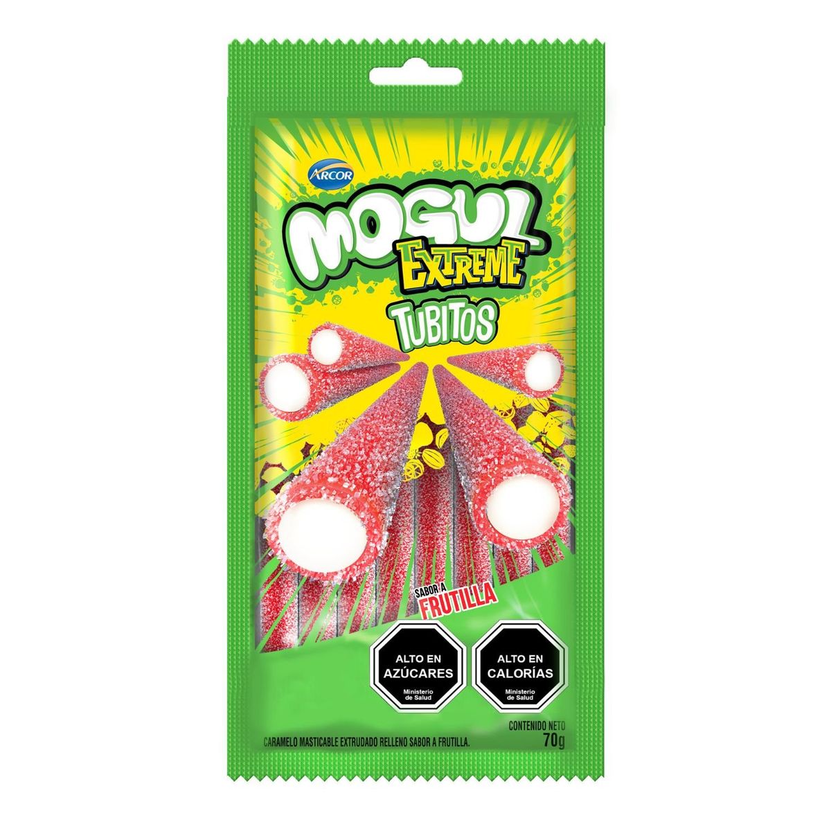 MOGUL - Gomitas Ácidas Tubitos Mogul Frutilla 70 g