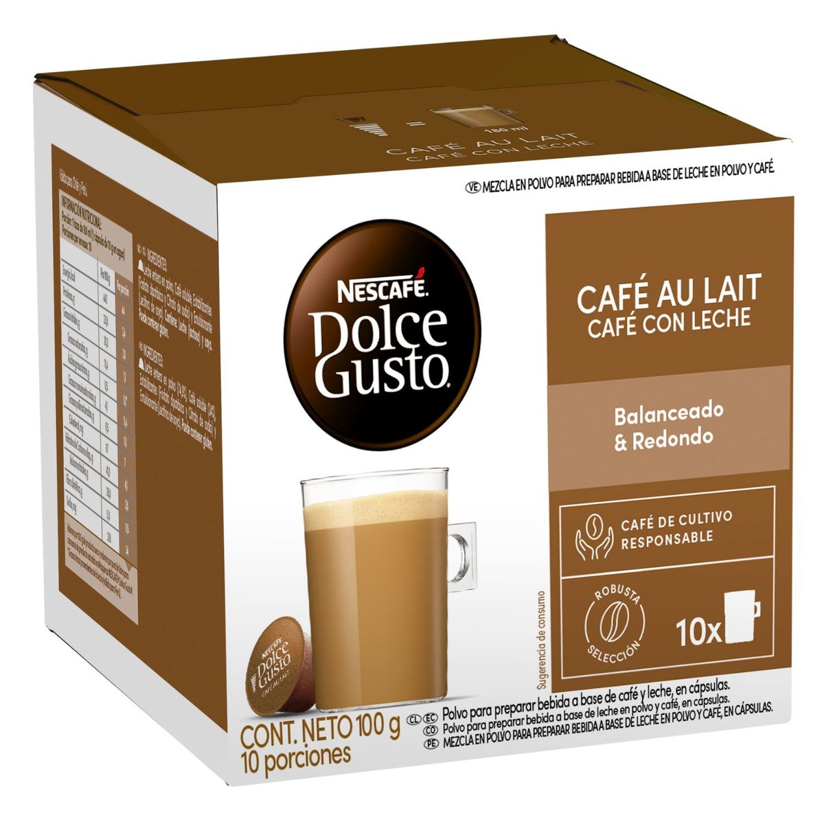 DOLCE GUSTO - Cápsulas de Café con Leche Dolce Gusto 10 Un