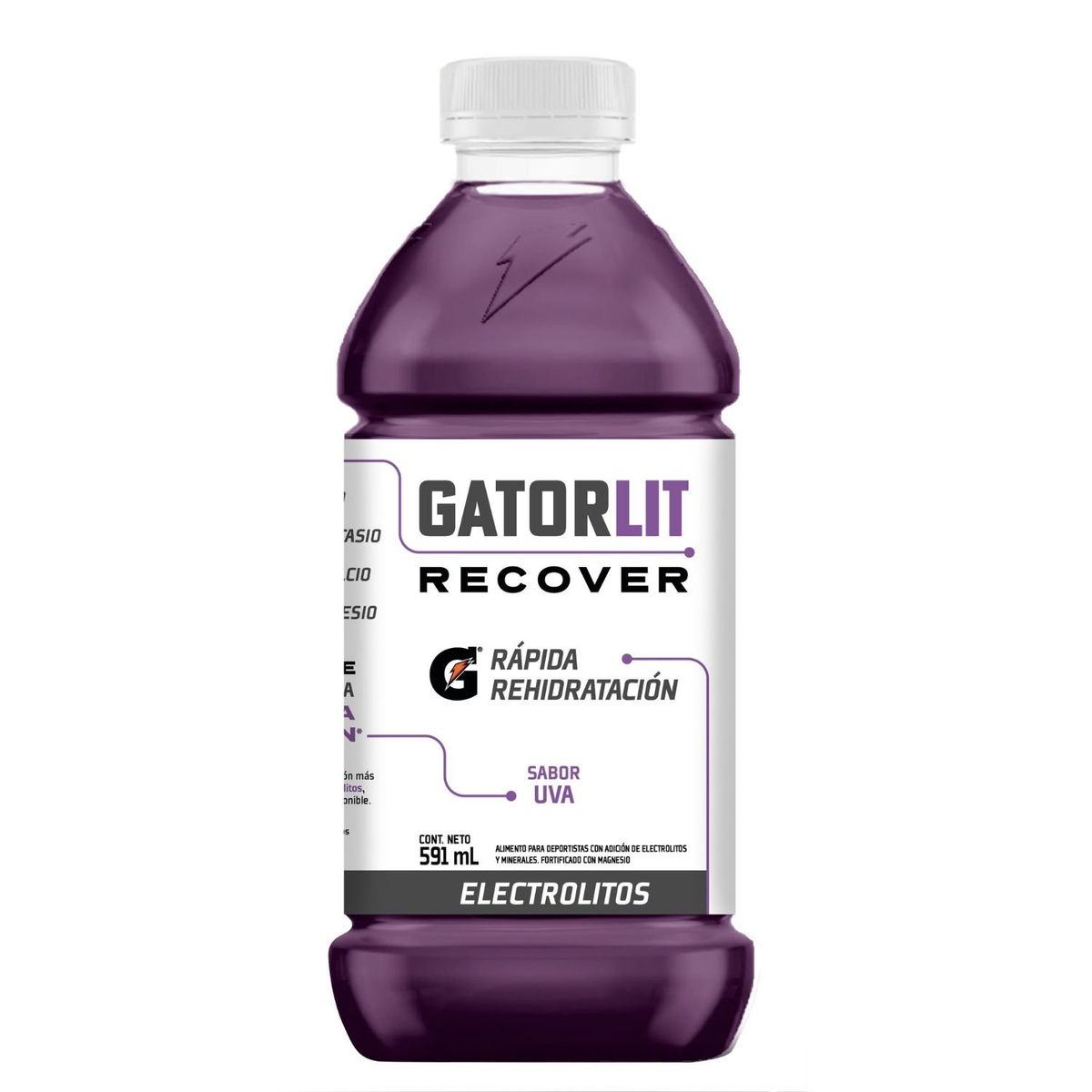 GATORLIT - Bebida Suero Rehidratante Sabor Uva Gatorlit 591 ml