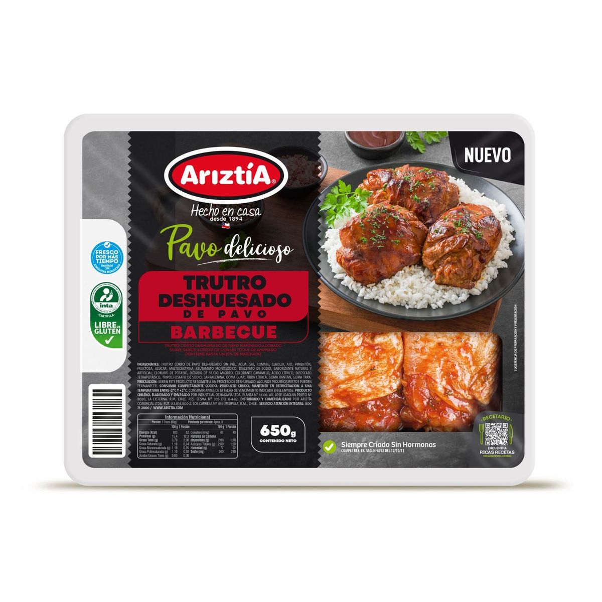ARIZTIA - Trutro Deshuesado de Pavo Sabor BBQ Ariztia 650 g
