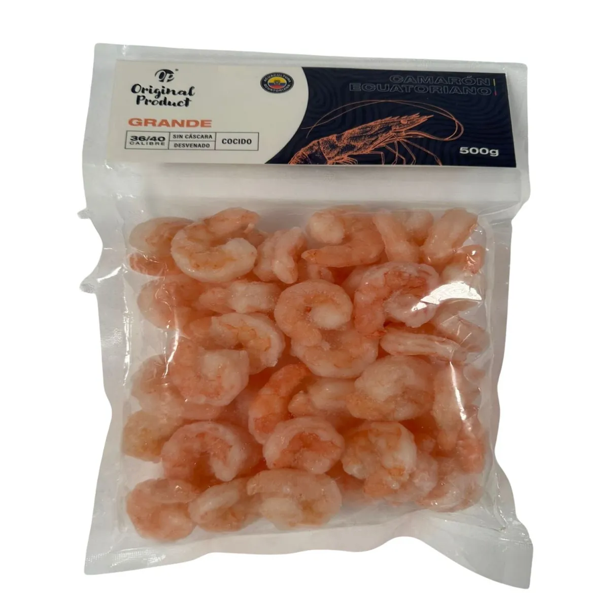 ORIGINAL PRODUCT - Camarón Ecuatoriano Grande Cocido, Pelado y Desvenado 500 g