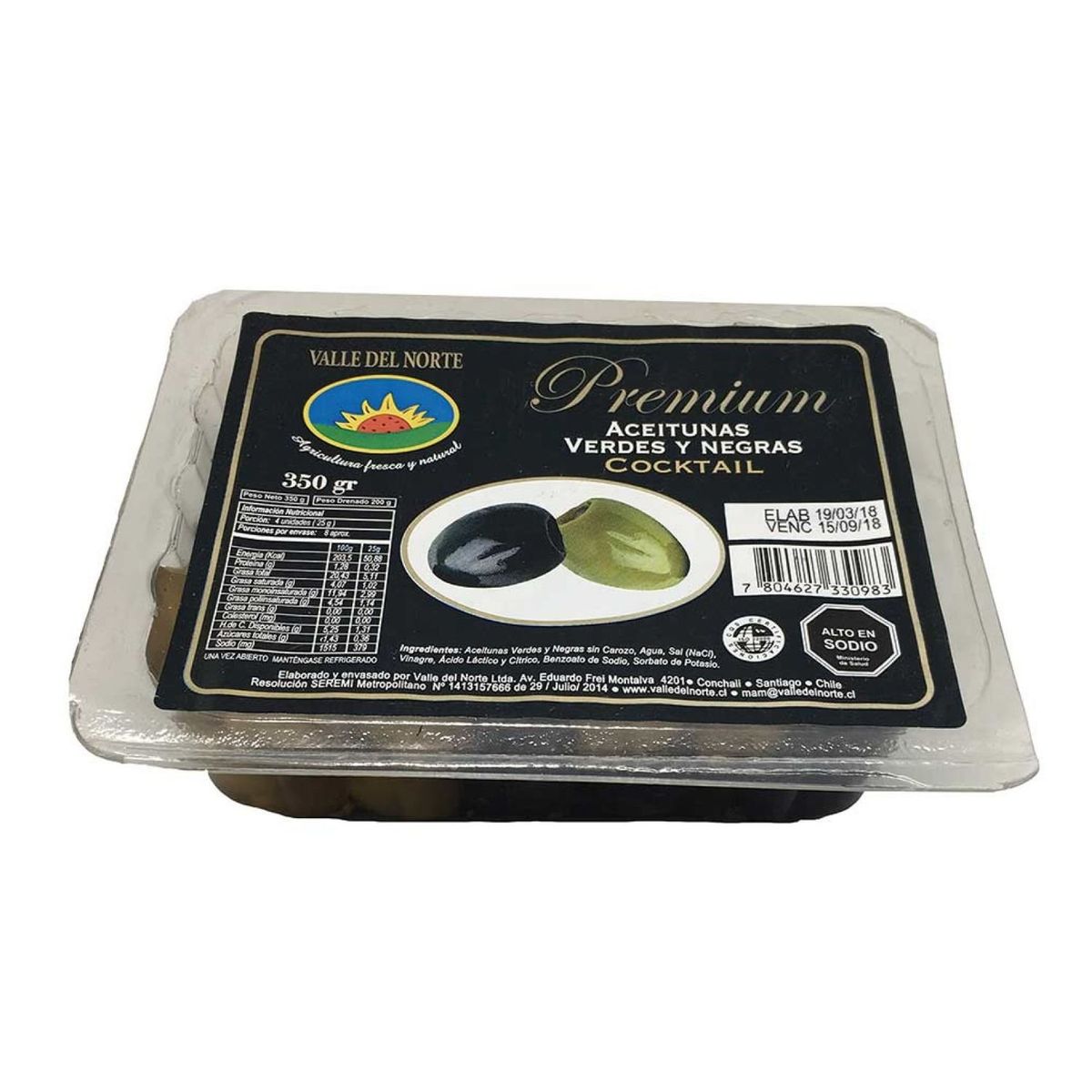 VALLE DEL NORTE - Aceitunas Verdes y Negras Cocktail Descarozadas Valle del Norte 350 g