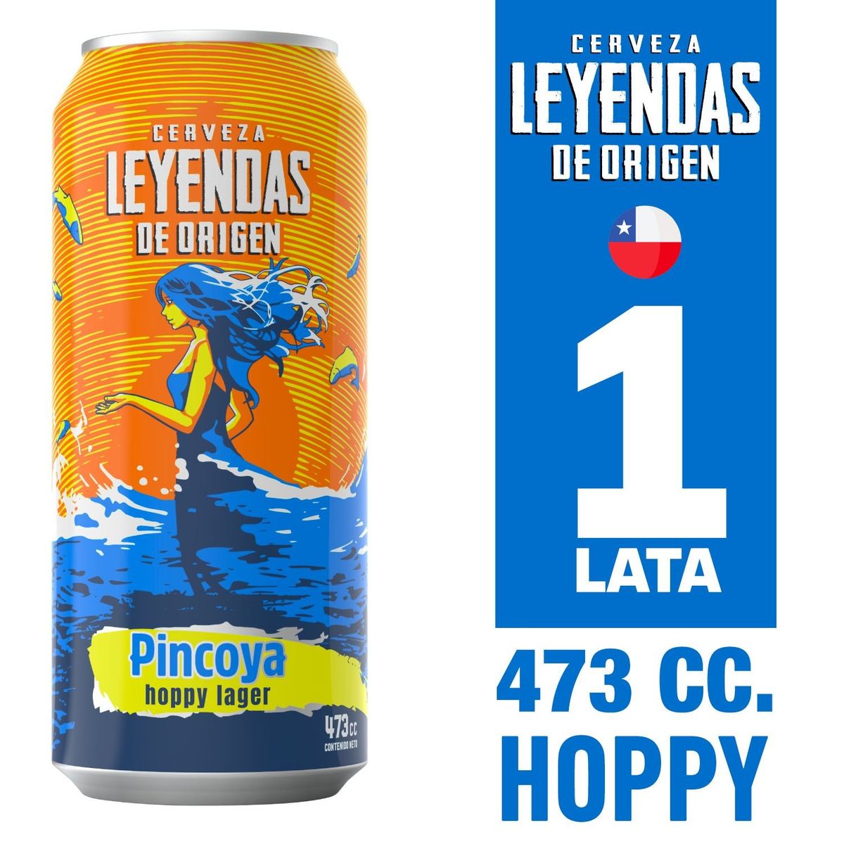 LEYENDAS DE ORIGEN - Cerveza Leyendas de Origen Pincoya Hoppy Lager 5.0° 473 cc